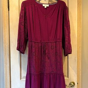 New With Tags Nuture Wine Tiered Eyelet Dress 3X